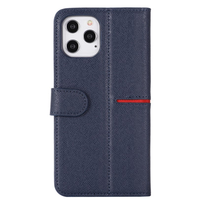 For iPhone 12 / 12 Pro GEBEI Top-grain Leather Horizontal Flip Protective Case with Holder & Card Slots & Wallet & Photo Frame(Blue) - iPhone 12 / 12 Pro Cases by GEBEI | Online Shopping UK | buy2fix