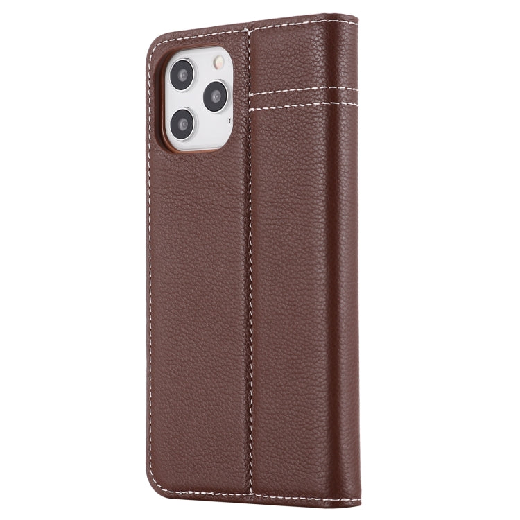 For iPhone 12 / 12 Pro GEBEI Top-grain Leather Horizontal Flip Protective Case with Holder & Card Slots(Brown) - iPhone 12 / 12 Pro Cases by GEBEI | Online Shopping UK | buy2fix