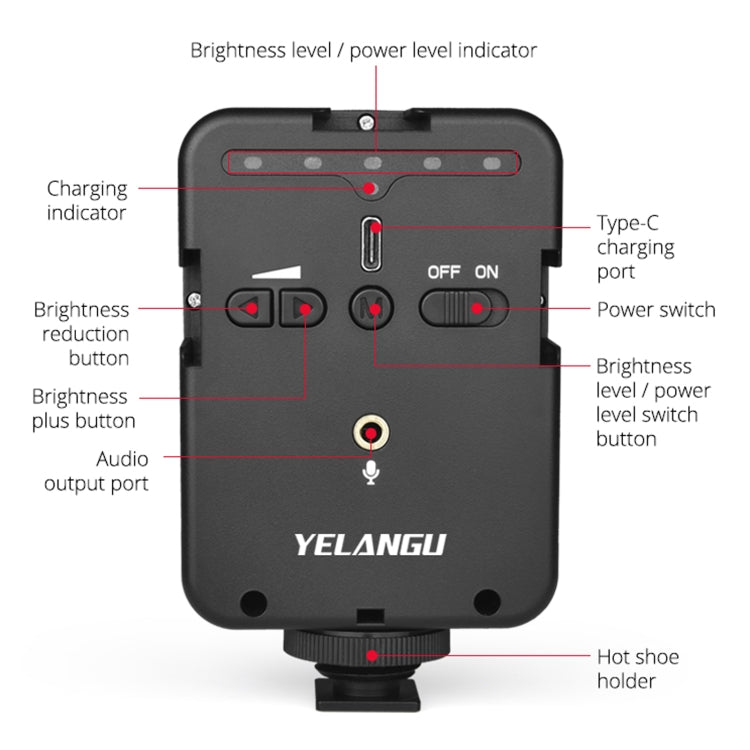 YELANGU LED02 Live Broadcast Micro Film Reporter Interview Recording Microphone Light - Selfie Light by YELANGU | Online Shopping UK | buy2fix