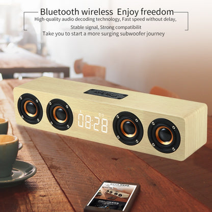 W8C Wooden Clock Subwoofer Bluetooth Speaker, Support TF Card & U Disk & 3.5mm AUX(Brown Wood) - Desktop Speaker by buy2fix | Online Shopping UK | buy2fix