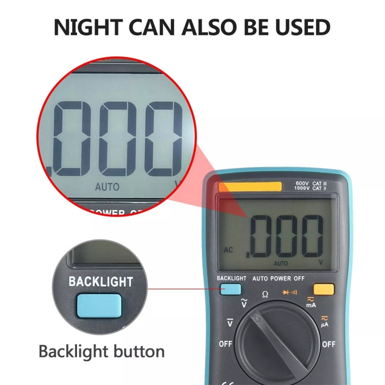 ZT98 CAT III  600V Portable Digital Multimeter 2000 Counts Back-light AC / DC Current Voltage Tester Meter with LCD Screen & Holder - Consumer Electronics by buy2fix | Online Shopping UK | buy2fix