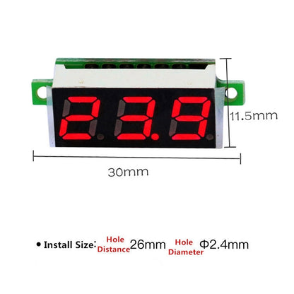 10 PCS 0.28 inch 2 Wires Adjustable Digital Voltage Meter, Color Light Display, Measure Voltage: DC 2.5-30V (Red) - Consumer Electronics by buy2fix | Online Shopping UK | buy2fix