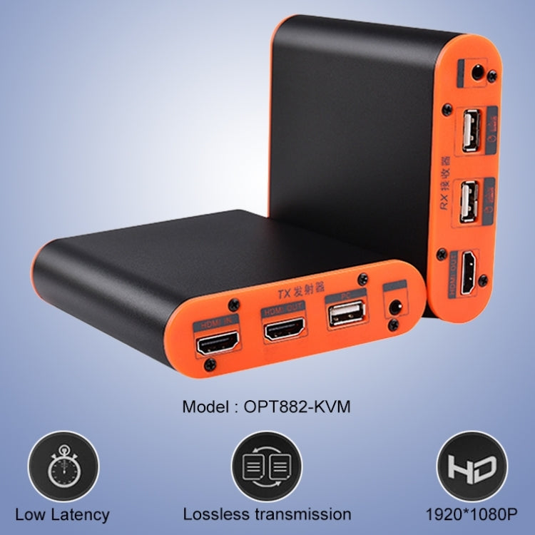 OPT882-KVM HDMI Extender (Receiver & Sender) Fiber Optic Extender with USB Port and KVM Function, Transmission Distance: 20KM (US Plug) - Amplifier by buy2fix | Online Shopping UK | buy2fix