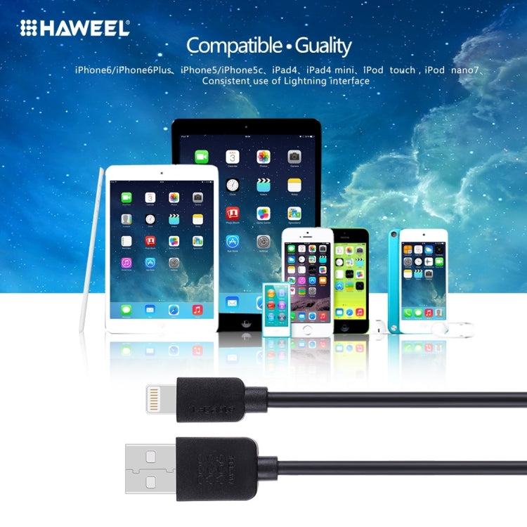 2 PCS HAWEEL 1m High Speed 8 pin to USB Sync and Charging Cable Kit for iPhone, iPad(Black) - Normal Style Cable by buy2fix | Online Shopping UK | buy2fix