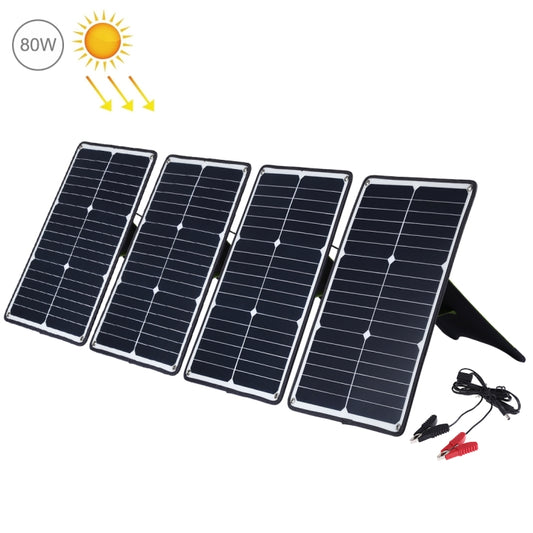 HAWEEL 4 PCS 20W Monocrystalline Silicon Solar Power Panel Charger, with USB Port & Holder & Tiger Clip, Support QC3.0 and AFC(Black) - Charger by HAWEEL | Online Shopping UK | buy2fix