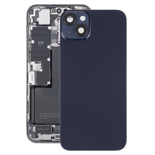 Glass Battery Back Cover with Holder for iPhone 14(Black) -  by buy2fix | Online Shopping UK | buy2fix