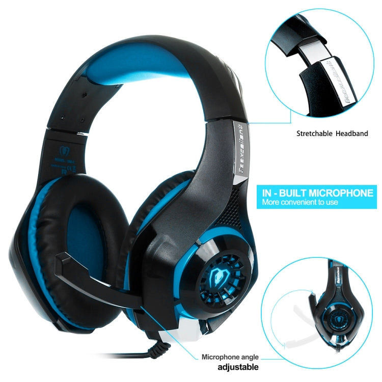 Beexcellent GM-1 Stereo Bass Gaming Wired Headphone with Microphone & LED Light, For PS4, Smartphone, Tablet, PC, Notebook(Blue) - Multimedia Headset by buy2fix | Online Shopping UK | buy2fix