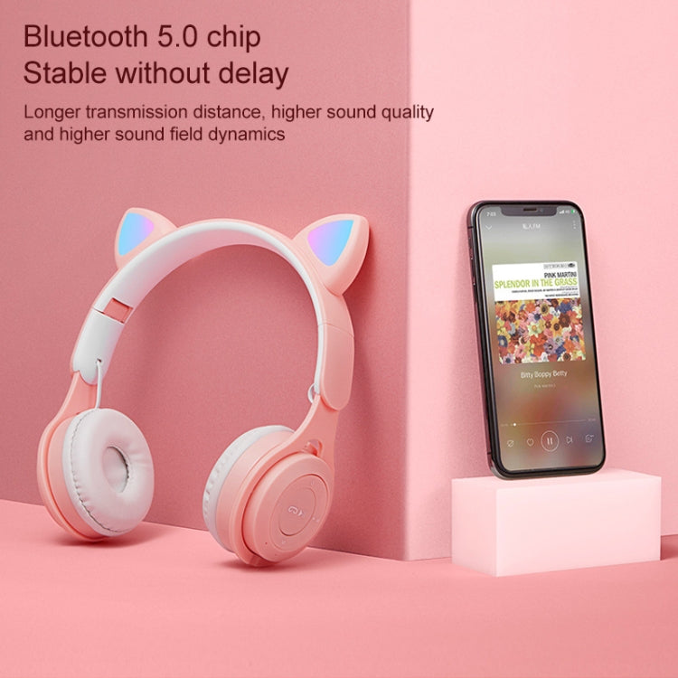 M6 Luminous Cat Ears Two-color Foldable Bluetooth Headset with 3.5mm Jack & TF Card Slot(Pink) - Headset & Headphone by buy2fix | Online Shopping UK | buy2fix