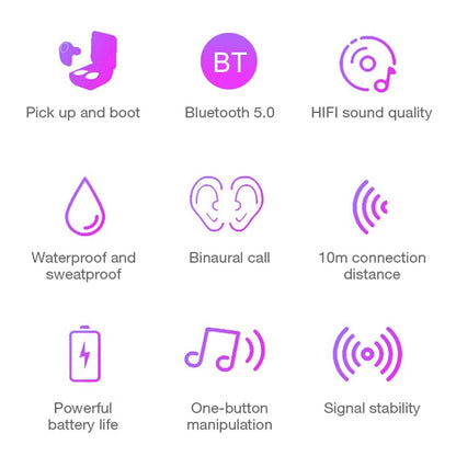 DT-5 IPX Waterproof Bluetooth 5.0 Wireless Bluetooth Earphone with Magnetic Charging Box, Support Call & Power Bank Function(Pink) - Bluetooth Earphone by buy2fix | Online Shopping UK | buy2fix