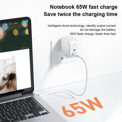 WK WP-U113 GaN 65W Dual USB Fast Charger Power Adapter, US Plug - Mobile Accessories by WK | Online Shopping UK | buy2fix