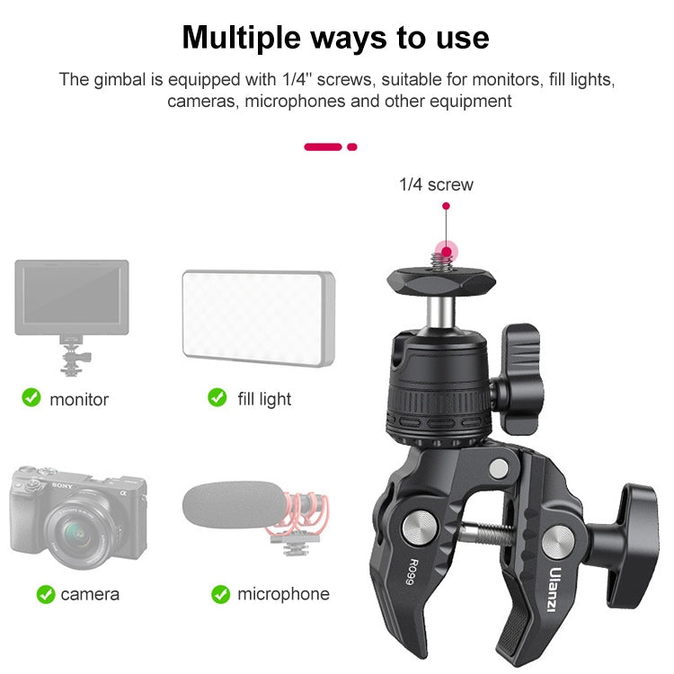 Ulanzi R099 Camera Super Clamp Magic Arm with 360 Degree Adjustable Mini Ball Head - Camera Accessories by Ulanzi | Online Shopping UK | buy2fix