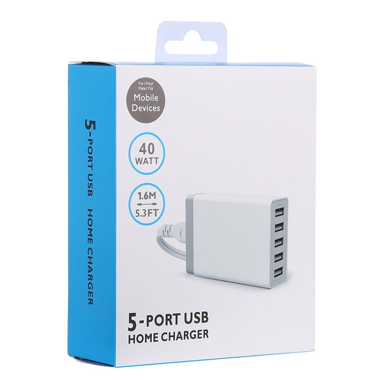 XBX09 40W 5V 8A 5 USB Ports Quick Charger Travel Charger, AU Plug(White) - Multifunction Charger by buy2fix | Online Shopping UK | buy2fix