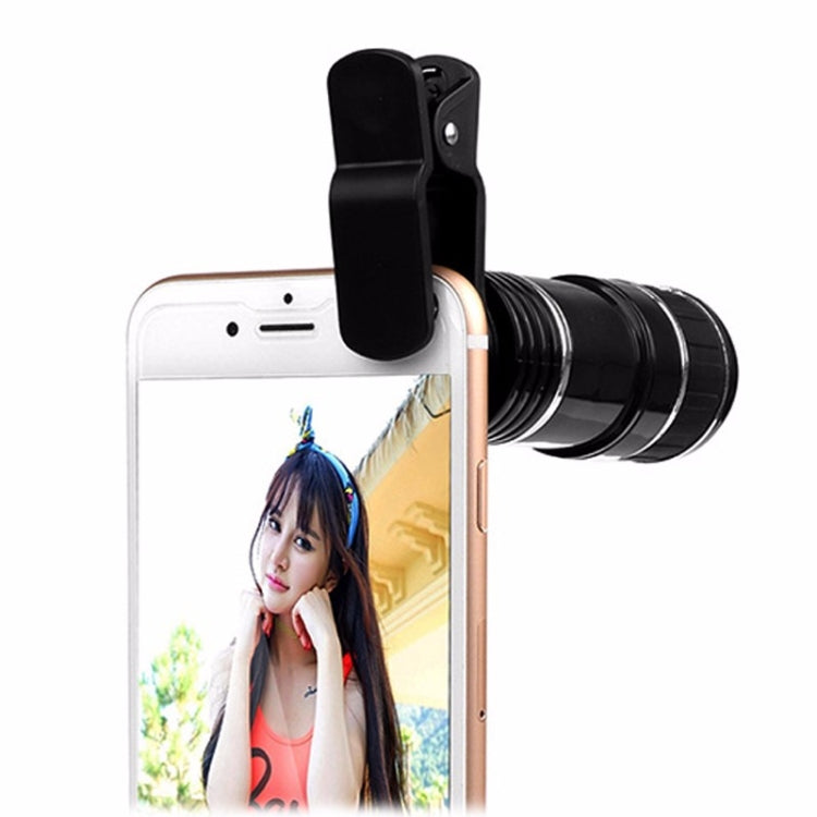 Universal Mobile Phone 12X Zoom Optical Zoom Telescope Lens with Clip - Telescope & Microscope by buy2fix | Online Shopping UK | buy2fix