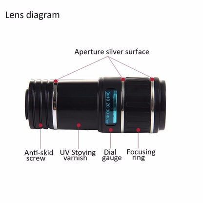 Universal Mobile Phone 12X Zoom Optical Zoom Telescope Lens with Clip - Telescope & Microscope by buy2fix | Online Shopping UK | buy2fix