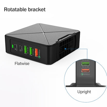 F88W 3 x USB + 2 x USB-C / Type-C Ports QC3.0 Desktop Charger with Wireless Charging Function - Multifunction Charger by buy2fix | Online Shopping UK | buy2fix