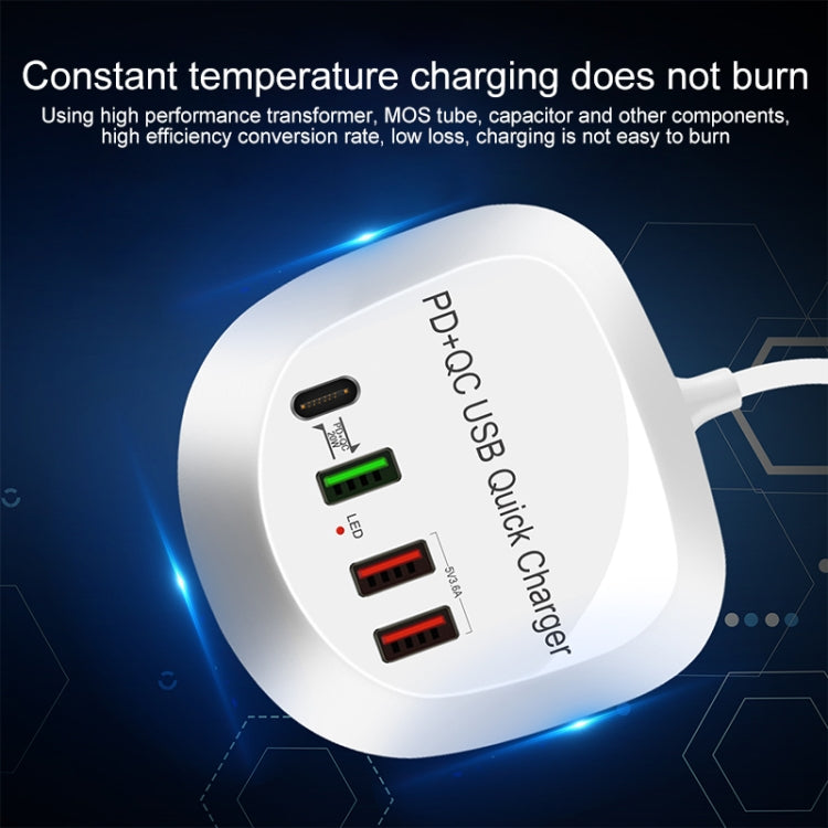 WLX-T3P 4 In 1 PD + QC Multi-function Smart Fast Charging USB Charger(EU Plug) - Multifunction Charger by buy2fix | Online Shopping UK | buy2fix