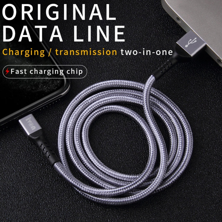 IVON CA89 2.1A USB to Micro USB Braid Fast Charge Data Cable, Cable Length: 1m (Gold) - Micro USB Cable by IVON | Online Shopping UK | buy2fix