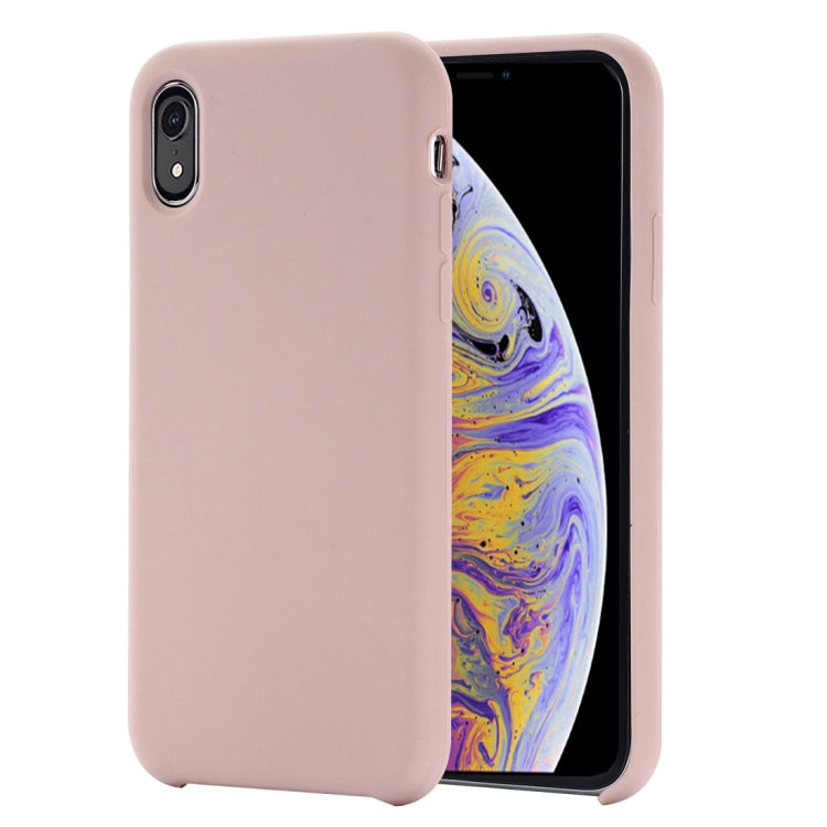 For iPhone XR Four Corners Full Coverage Liquid Silicone Case(Light Pink) - More iPhone Cases by buy2fix | Online Shopping UK | buy2fix