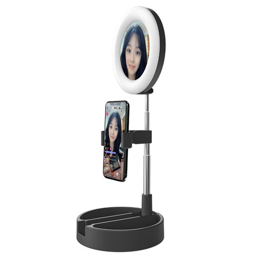 WK G3 Folding Storage Type Desktop Multi-function Live Light Makeup Mirror Holder (Black) - Consumer Electronics by WK | Online Shopping UK | buy2fix