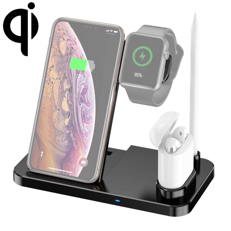 W30 QI Vertical Wireless Charger for Mobile Phones & Apple Watches & AirPods & Apple Pencil, with Adjustable Phone Stand (Black) - Apple Accessories by buy2fix | Online Shopping UK | buy2fix