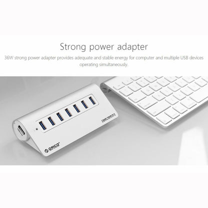 ORICO M3H7-V1 Aluminum Alloy 7 USB 3.0 Ports HUB with 30W Power Adapter - Computer & Networking by ORICO | Online Shopping UK | buy2fix