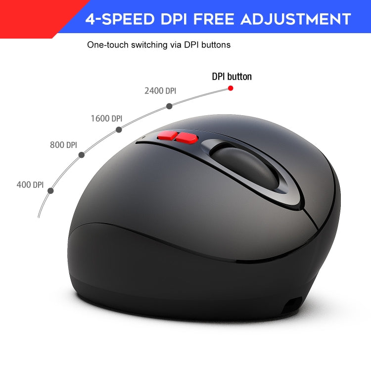 HXSJ T31 2.4GHz 2400DPI Three-speed Adjustable 7-keys Rechargeable Vertical Wireless Optical Mouse - Wireless Mice by HXSJ | Online Shopping UK | buy2fix