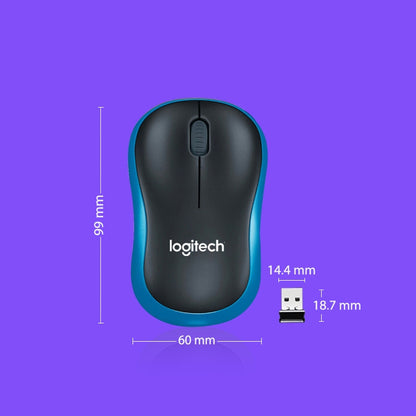 Logitech M186 Wireless Mouse Office Power Saving USB Laptop Desktop Computer Universal (Black Blue) - Computer & Networking by Logitech | Online Shopping UK | buy2fix