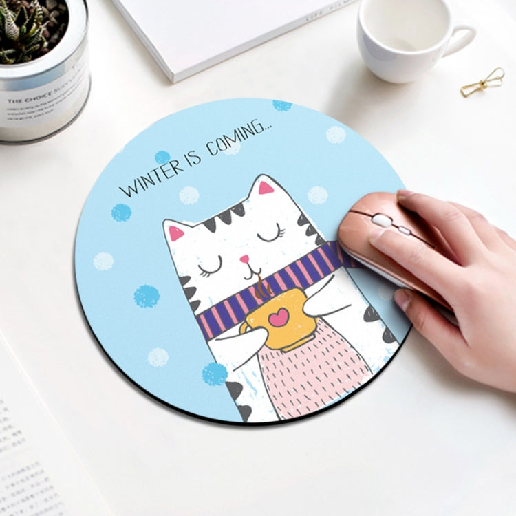 Coffee Cat Pattern Circular Mouse Pad, Diameter: 22cm - Mouse Pads by buy2fix | Online Shopping UK | buy2fix