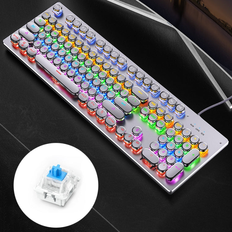 YINDIAO Electroplating Punk Mixed Light USB Mechanical Gaming Wired Keyboard, Blue Shaft (White) - Wired Keyboard by YINDIAO | Online Shopping UK | buy2fix