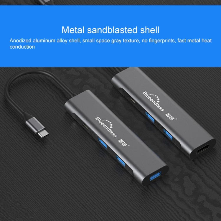 Blueendless 4 In 1 Multi-function Type-C / USB-C to HDMI + PD + Dual USB 3.0 HUB Expansion Dock - USB HUB by Blueendless | Online Shopping UK | buy2fix