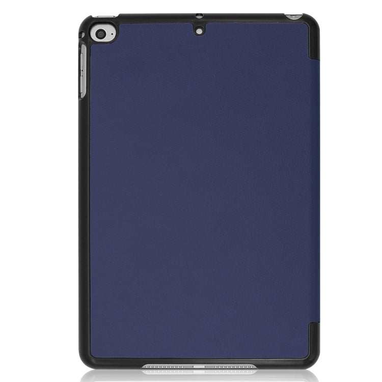 Custer Texture Horizontal Flip Smart PU Leather Case for iPad Mini 4 / Mini 5, with Sleep / Wake-up Function & Three-folding Holder (Blue) - Apple Accessories by buy2fix | Online Shopping UK | buy2fix