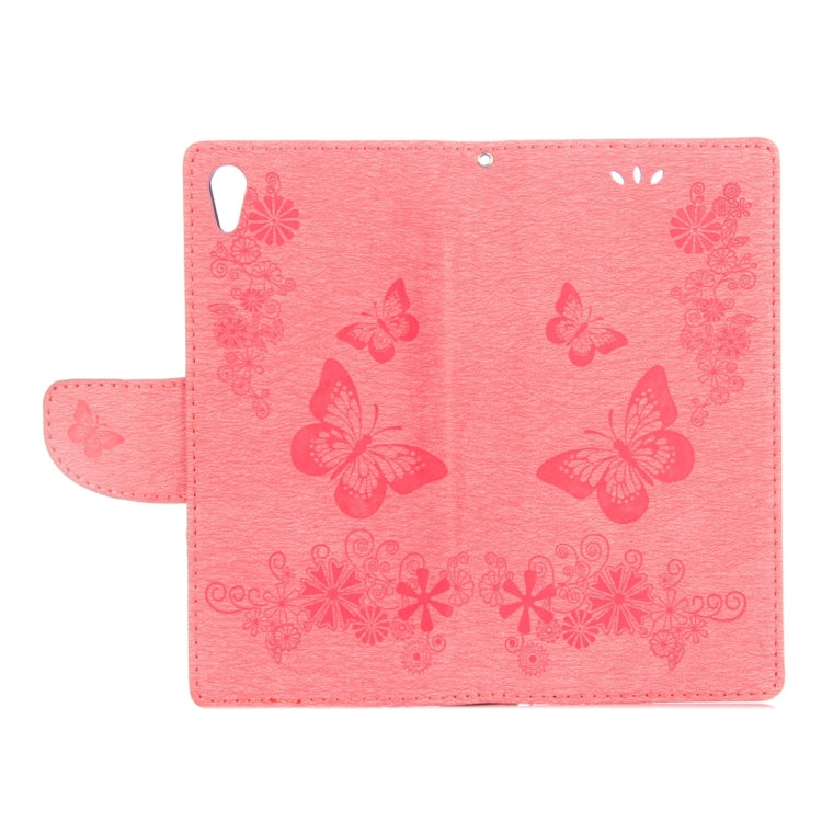 For Sony Xperia XA1 Pressed Flowers Butterfly Pattern Horizontal Flip Leather Case with Holder & Card Slots & Wallet(Pink) - Mobile Accessories by buy2fix | Online Shopping UK | buy2fix