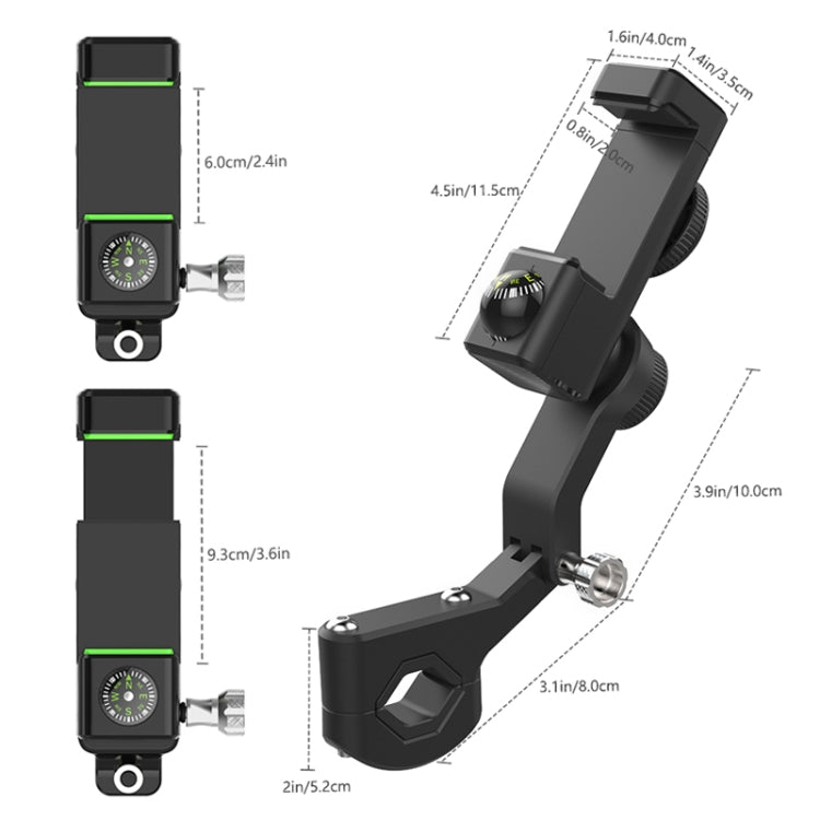 Motorcycle Spherical Compass Phone Holder, Handlebar without Light (Green) - In Car by buy2fix | Online Shopping UK | buy2fix