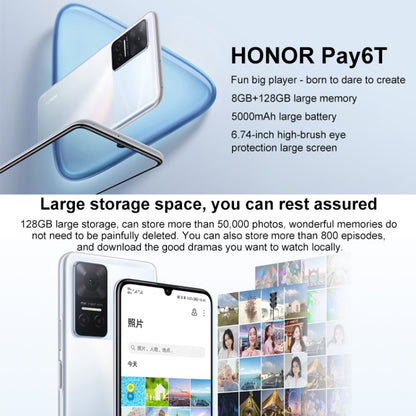 Honor Play6T 5G, 8GB+128GB, China Version, Triple Back Cameras, Side Fingerprint Identification, 5000mAh Battery, 6.74 inch Magic UI 5.0 (Android 11) MediaTek Dimensity 700 Octa Core up to 2.2GHz, Network: 5G, OTG, Not Support Google Play(Blue) - Honor by Huawei | Online Shopping UK | buy2fix