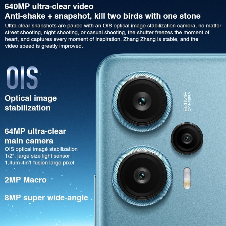 Xiaomi Redmi Note 12 Turbo 5G, 64MP Camera, 12GB+512GB, Triple Back Cameras, 5000mAh Battery, 6.67 inch MIUI 14 Snapdragon 7+ Gen2 Octa Core up to 2.91GHz, Network: 5G, Dual SIM, NFC, IR Control (Blue) - Xiaomi Redmi by Xiaomi | Online Shopping UK | buy2fix