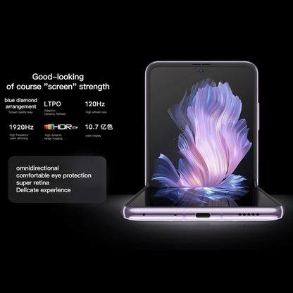 vivo X Flip 5G, 50MP Camera, 12GB+512GB, Dual Back Cameras, Side Fingerprint Identification, 4400mAh Battery, 6.74 inch + 3.0 inch Android 13.0 OriginOS 3 Qualcomm Snapdragon 8+ Gen1 Octa Core up to 3.0GHz, NFC, OTG, Network: 5G (Black) - vivo by vivo | Online Shopping UK | buy2fix