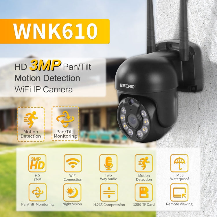 ESCAM WNK610 3.0 Million Pixels Wireless Dome IP Camera, Support Motion Detection & Two-way Audio & Full-color Night Vision & TF Card, AU Plug - Dome Camera by ESCAM | Online Shopping UK | buy2fix