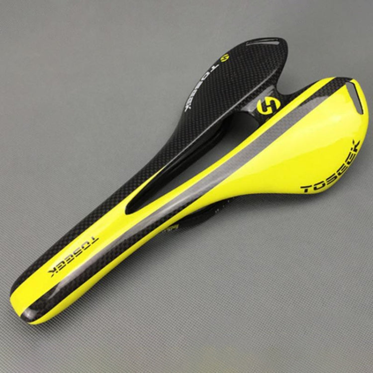TOSEEK Road Bike Carbon Fiber Seat Bicycle Hollow Seat Saddle, 3K Texture + Light (Yellow) - Outdoor & Sports by TOSEEK | Online Shopping UK | buy2fix