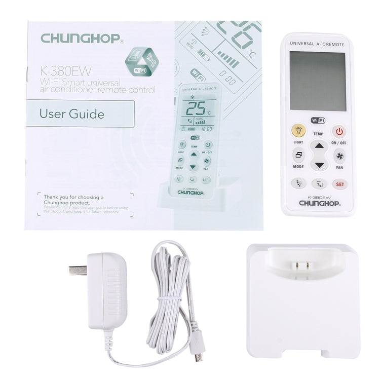 CHUNGHOP K-380EW WiFi Smart Universal LCD Air-Conditioner Remote Control with Holder, Support 2G / 3G / 4G / WiFi Network(White) - Consumer Electronics by CHUNGHOP | Online Shopping UK | buy2fix