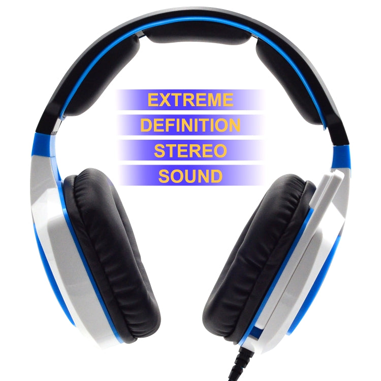 SADES AH-28 3.5mm Plug Wire-controlled Noise Reduction E-sports Gaming Headset with Retractable Microphone, Cable Length: 2m(White Blue) - Multimedia Headset by SADES | Online Shopping UK | buy2fix