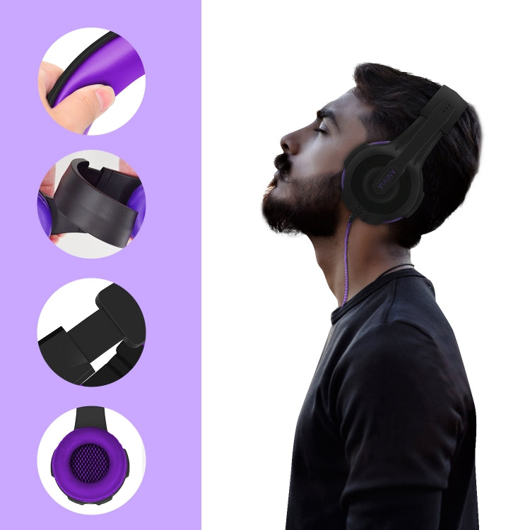 SADES AH-68 3.5mm Plug Wire-controlled E-sports Gaming Headset with Retractable Microphone, Cable Length: 2m(Black purple) - Multimedia Headset by SADES | Online Shopping UK | buy2fix