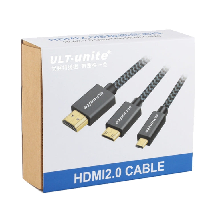 ULT-unite Gold-plated Head HDMI 2.0 Male to Male Nylon Braided Cable, Cable Length: 1.2m(Black) - Cable by ult-unite | Online Shopping UK | buy2fix