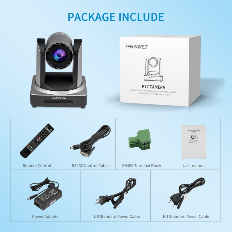 FEELWORLD POE20X Simultaneous 20X Optical Zoom Live Streaming PTZ Camera, EU and US Plug - HD Camera by FEELWORLD | Online Shopping UK | buy2fix