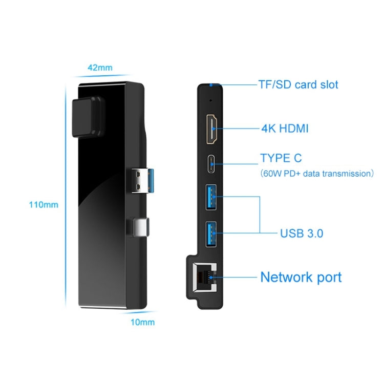 Rocketek SH869 100M RJ45 + HDMI + USB 3.0 x 2 + Type-C x 2 HUB Adapter - USB 3.0 HUB by ROCKETEK | Online Shopping UK | buy2fix