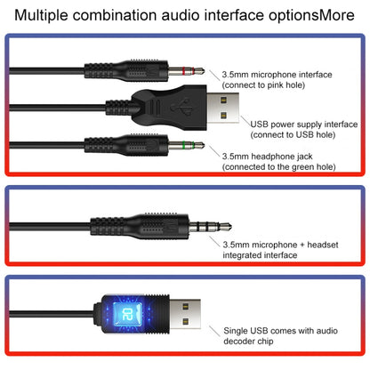 YINDIAO Q3 USB + Dual 3.5mm Wired E-sports Gaming Headset with Mic & RGB Light, Cable Length: 1.67m(White) - Multimedia Headset by YINDIAO | Online Shopping UK | buy2fix