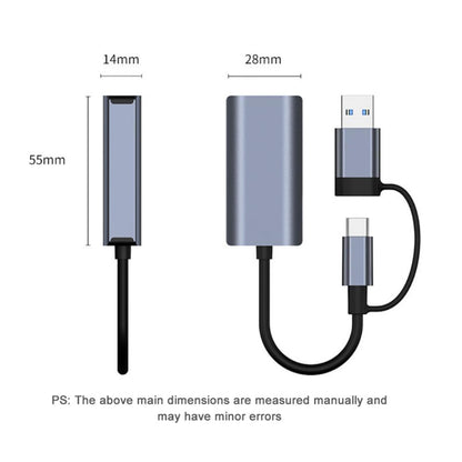 BYL-2207 2 in 1 USB + Type-C to RJ45 Docking Station HUB Adapter - Computer & Networking by buy2fix | Online Shopping UK | buy2fix