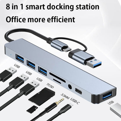 BYL-2218TU 8 in 1 USB + USB-C / Type-C to USB Multifunctional Docking Station HUB Adapter - Computer & Networking by buy2fix | Online Shopping UK | buy2fix