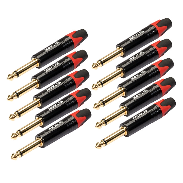 10 PCS TC202 6.35mm Gold-plated Mono Sound Welding Audio Adapter Plug(Red) - Consumer Electronics by buy2fix | Online Shopping UK | buy2fix