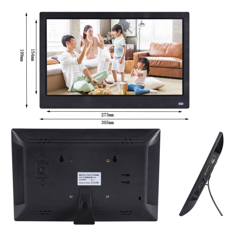12.5 inch FHD LED Display Digital Photo Frame with Holder & Remote Control, MSTAR V56 Program, Support USB / SD Card Input (Black) - Consumer Electronics by buy2fix | Online Shopping UK | buy2fix