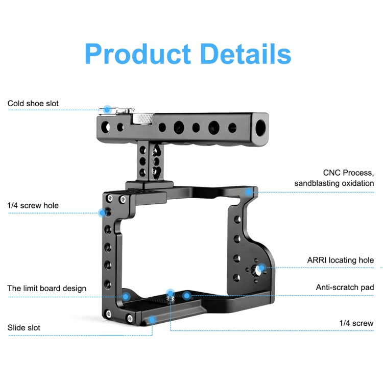 PULUZ Video Camera Cage Stabilizer with Handle for Sony A6600 / ILCE-6600(Black) - Camera Cage by PULUZ | Online Shopping UK | buy2fix